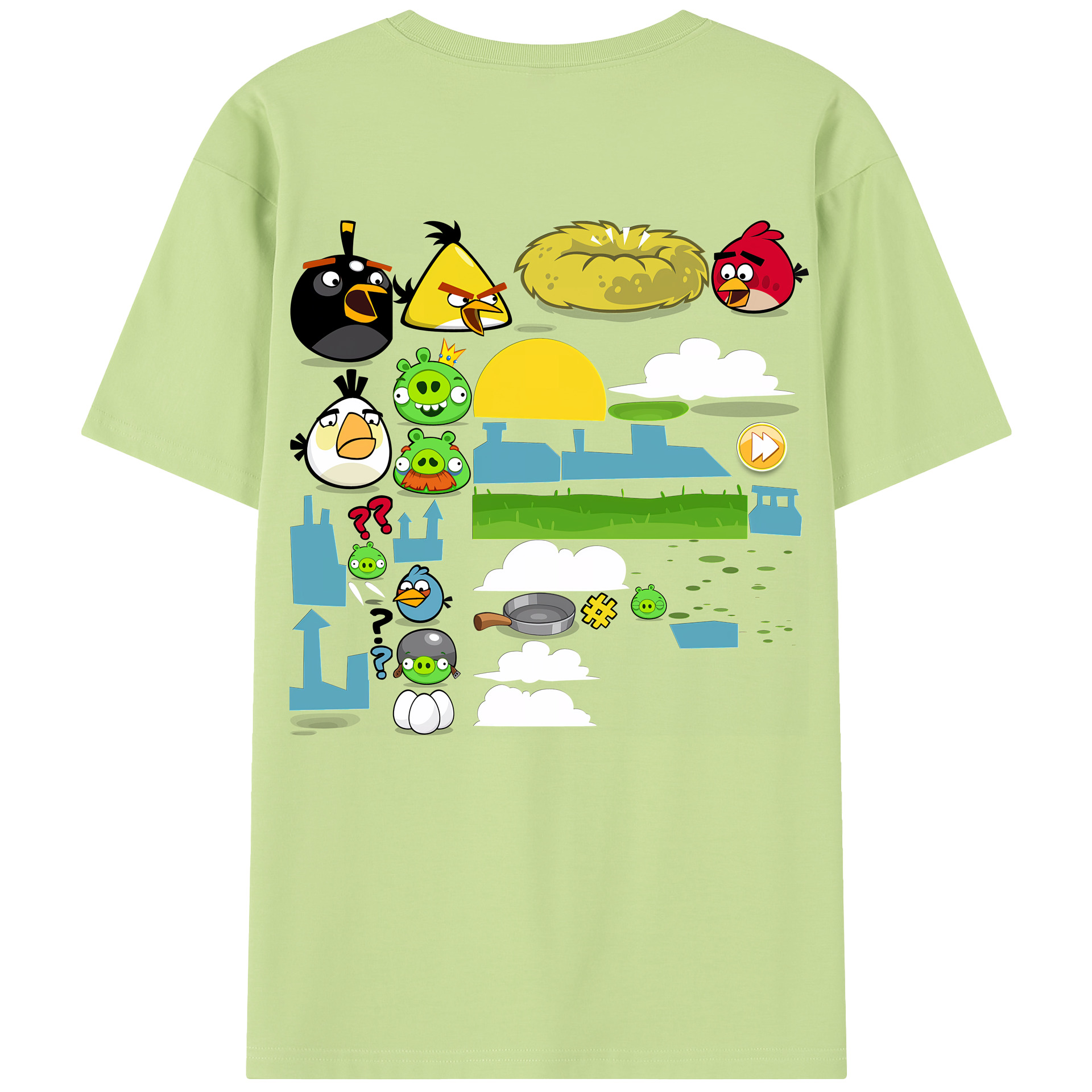 （画像用） Angry Birds アングリーバード 綿100％半袖Tシャツ（背面プリント）